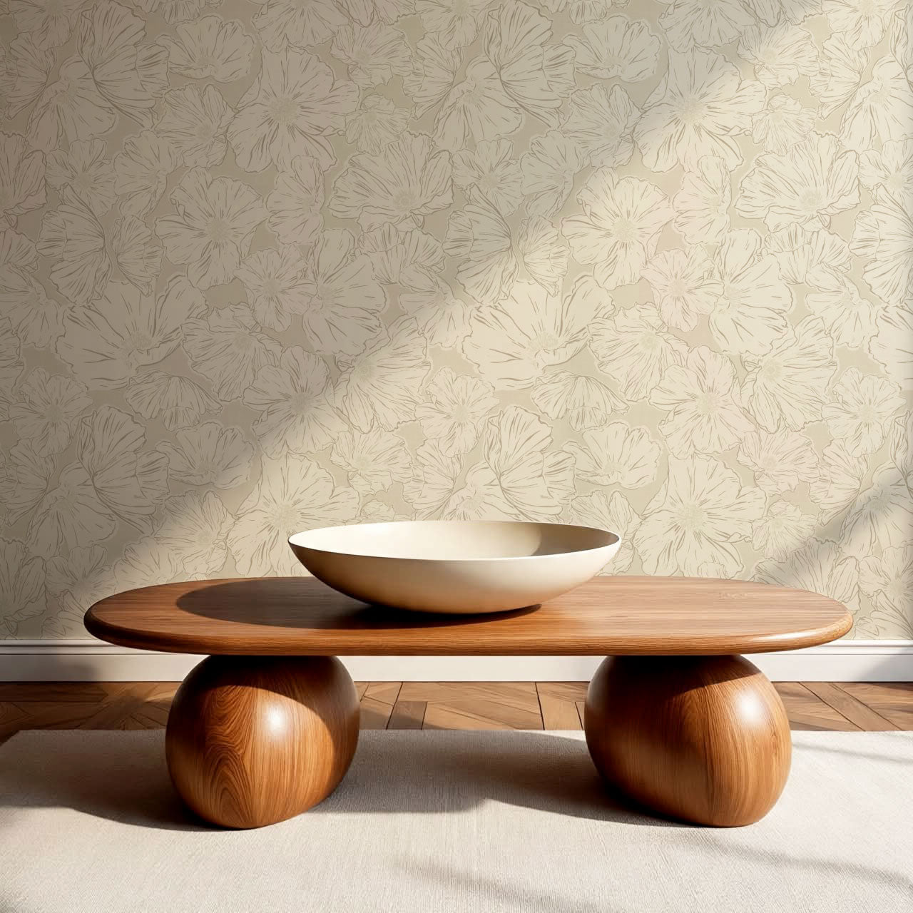 Anna Rockrose Cream Wallpaper