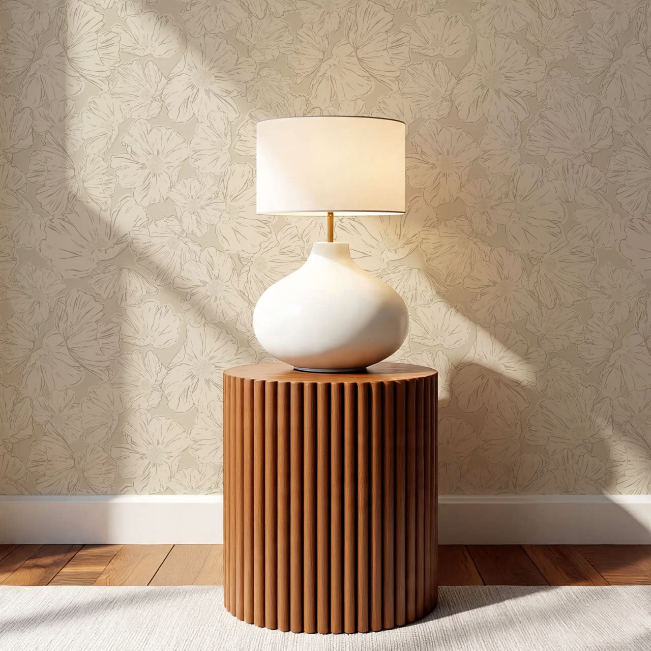Anna Rockrose Cream Wallpaper