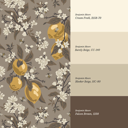Annabelle Bees & Lemons Brown Wallpaper
