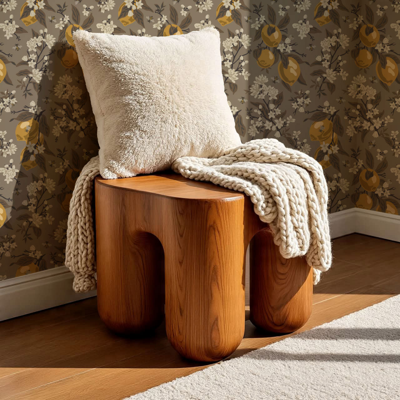 Annabelle Bees & Lemons Brown Wallpaper