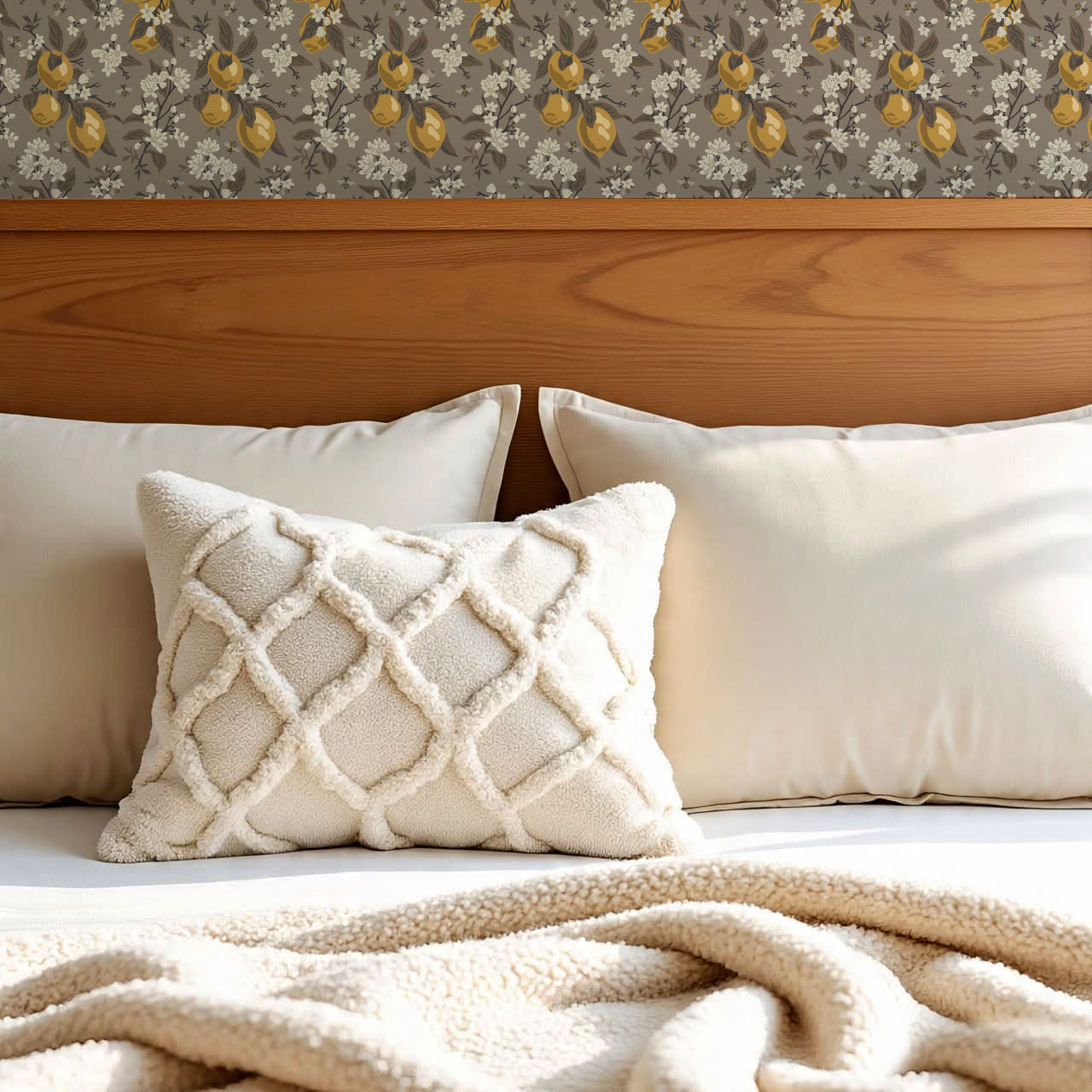 Annabelle Bees & Lemons Brown Wallpaper