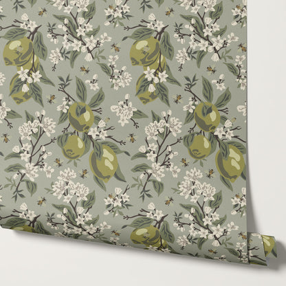 Annabelle Bees & Limes Sage Wallpaper