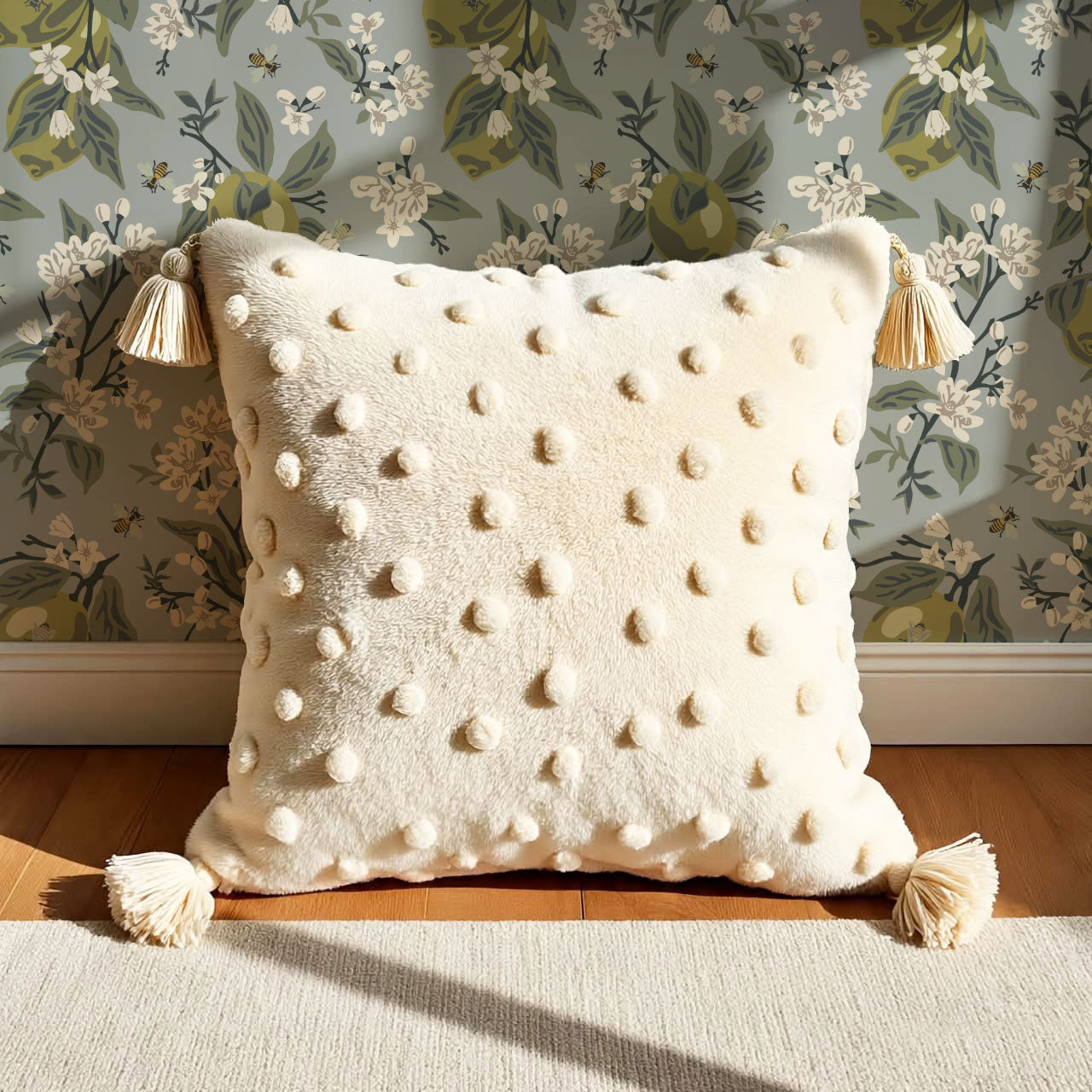 Annabelle Bees & Limes Blue Wallpaper