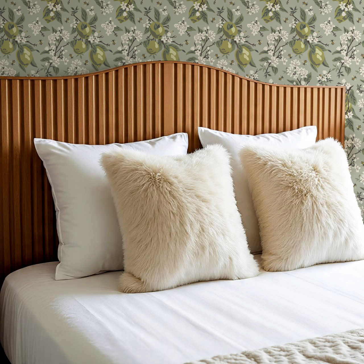 Annabelle Bees & Limes Sage Wallpaper