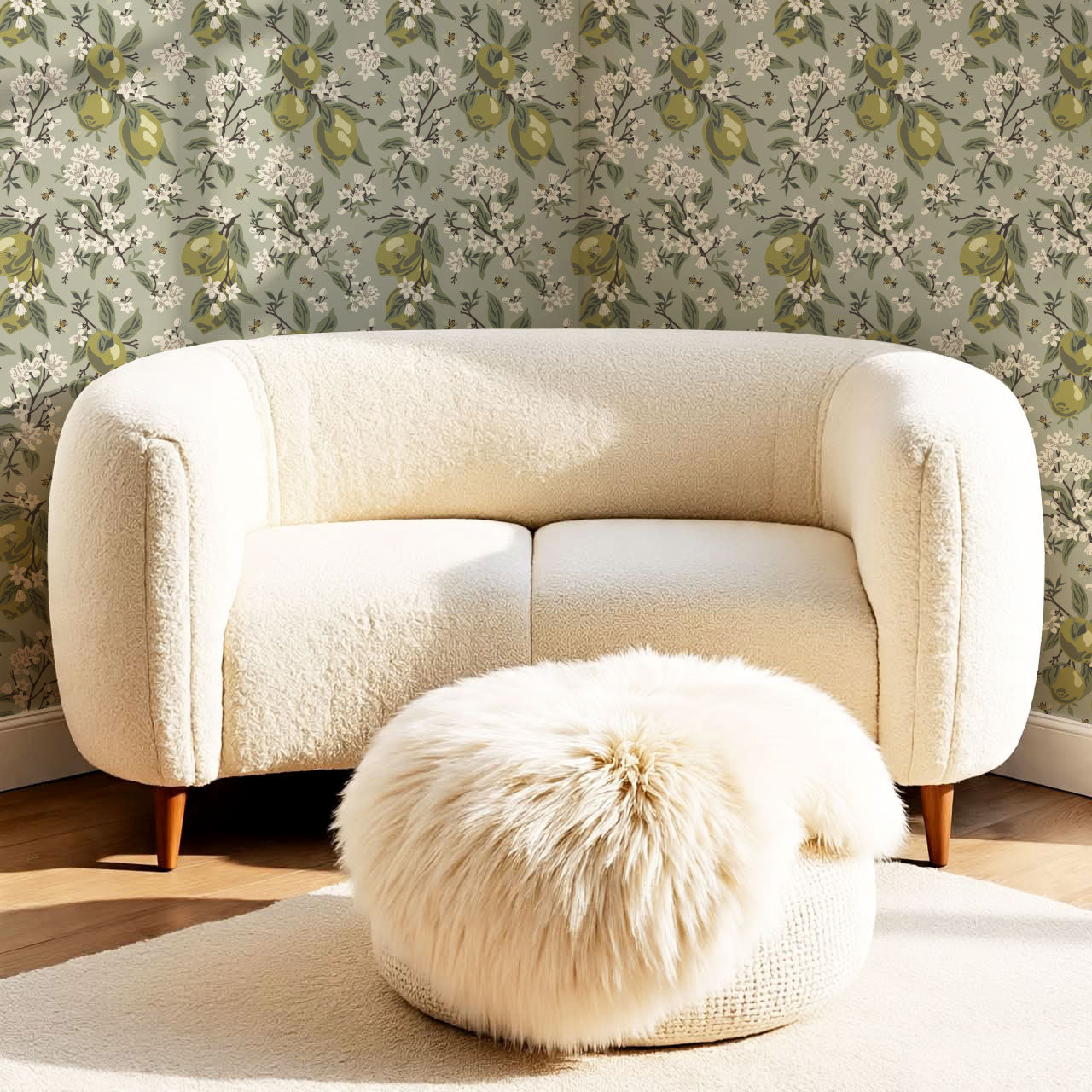 Annabelle Bees & Limes Sage Wallpaper