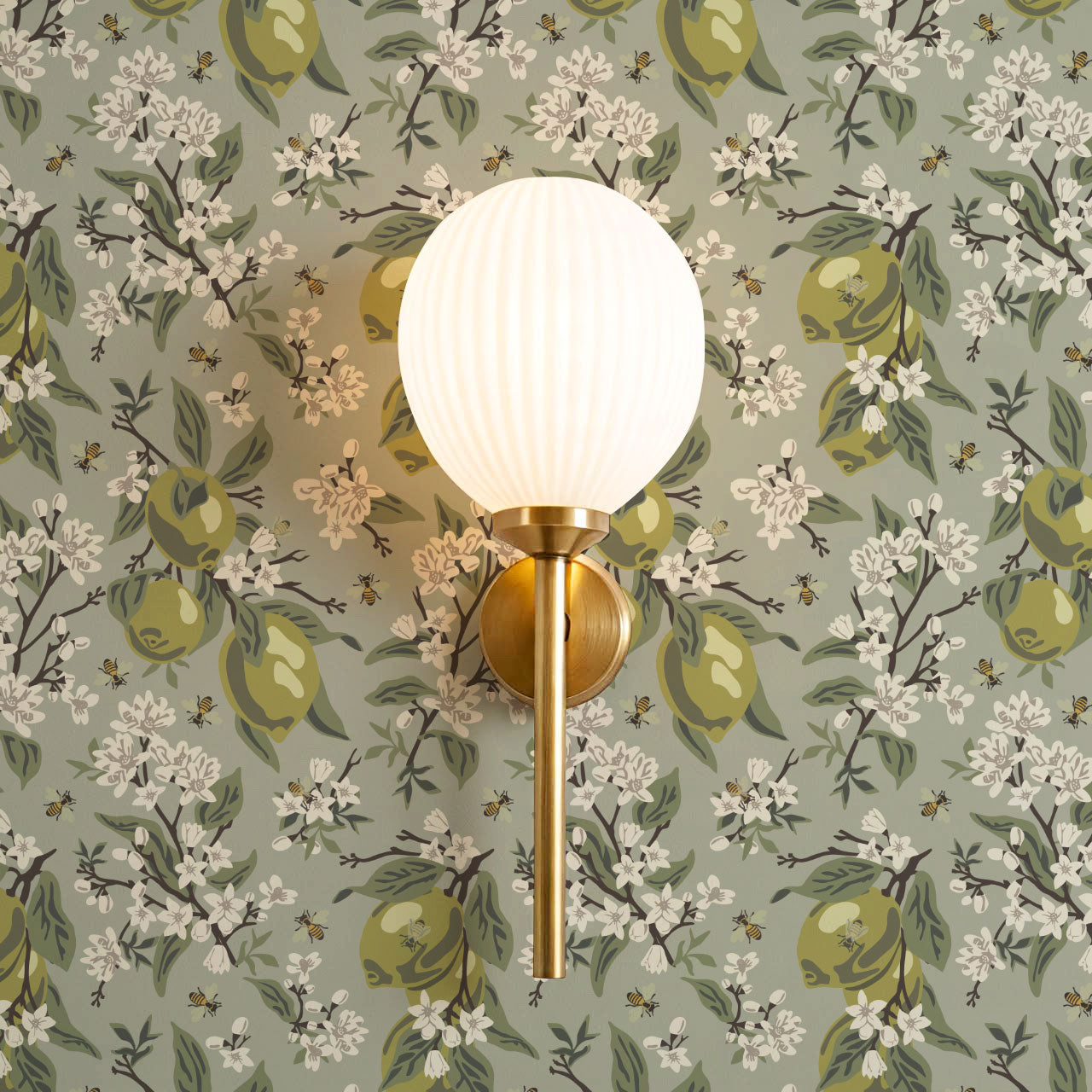 Annabelle Bees & Limes Sage Wallpaper