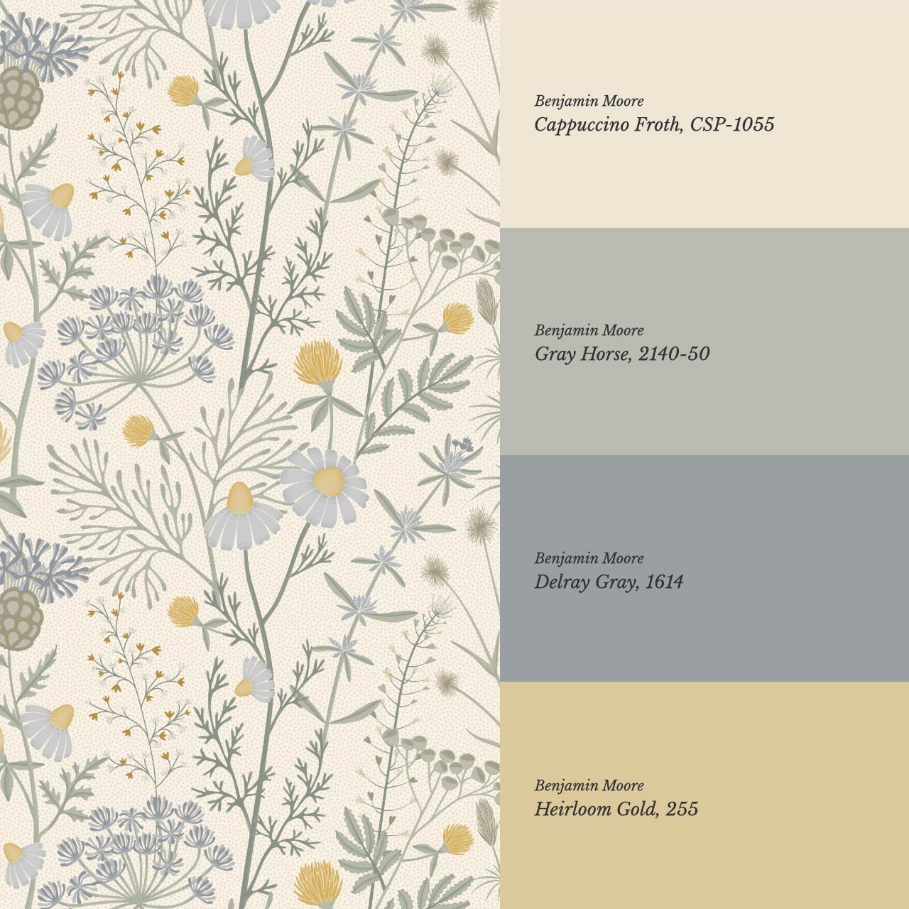 Annabelle Botanical Weeds Cream Sky Wallpaper
