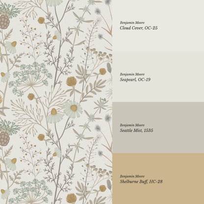 Annabelle Botanical Weeds Taupe Honey Sage Wallpaper