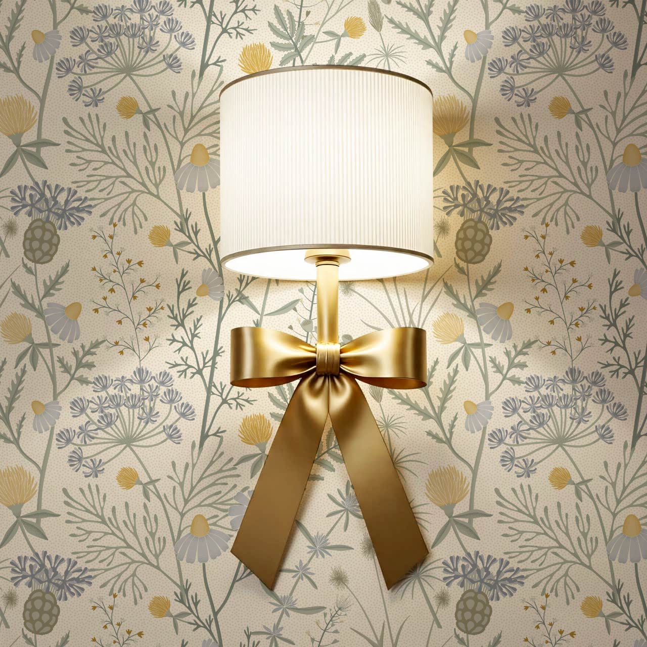 Annabelle Botanical Weeds Cream Sky Wallpaper