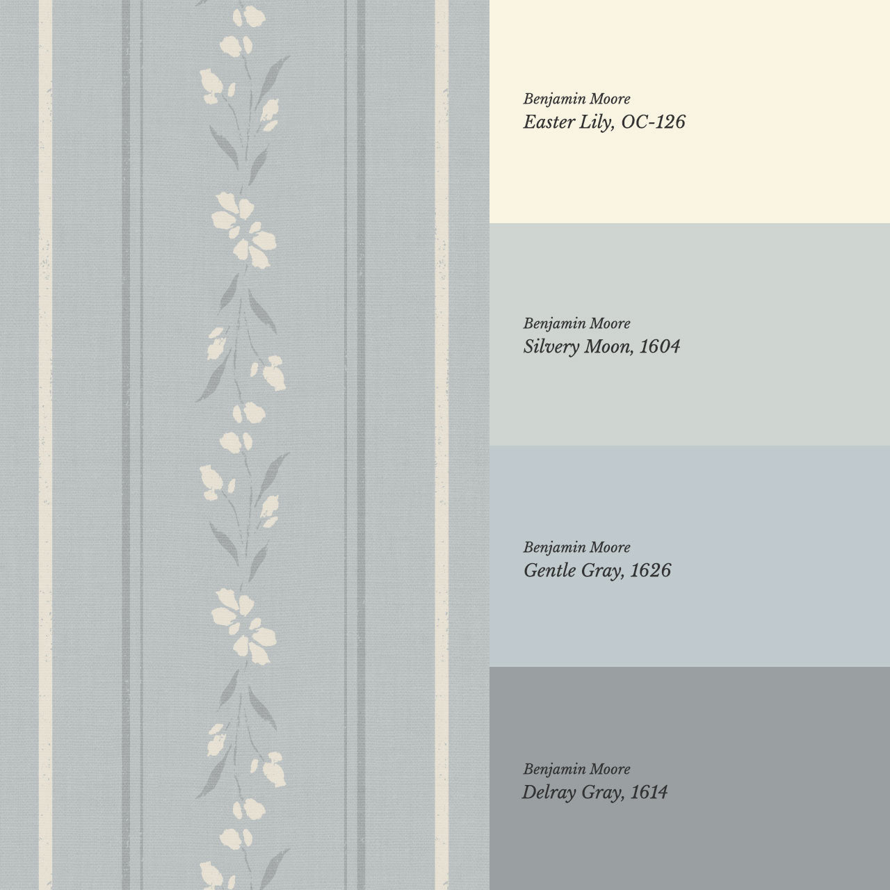 Annalise Large Floral Stripes Slate Blue Wallpaper