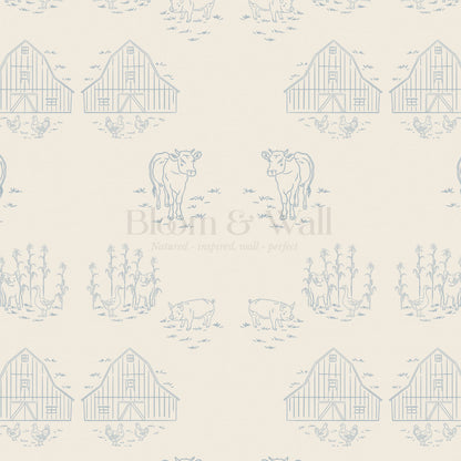 Annie Barnyard Toile Sky Wallpaper
