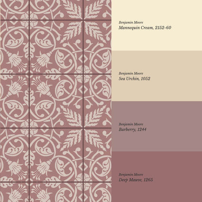 Annika Ferns & Fuchisas Tile Woodrose Wallpaper
