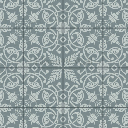 Annika Ferns & Fuchisas Tile Sea Blue Wallpaper