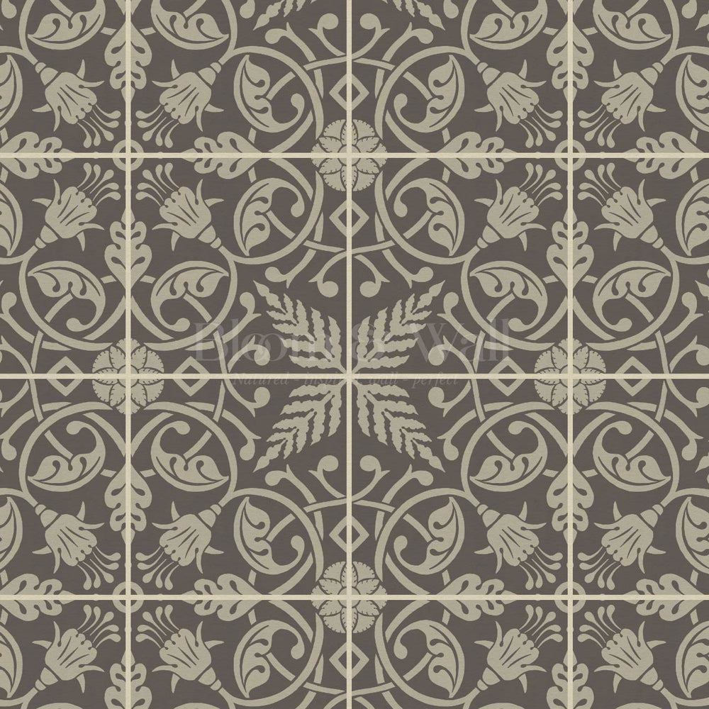 Annika Ferns & Fuchisas Tile Stone Grey Wallpaper – Bloom & Wall