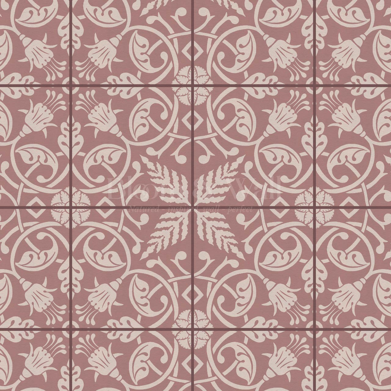 Annika Ferns & Fuchisas Tile Woodrose Wallpaper