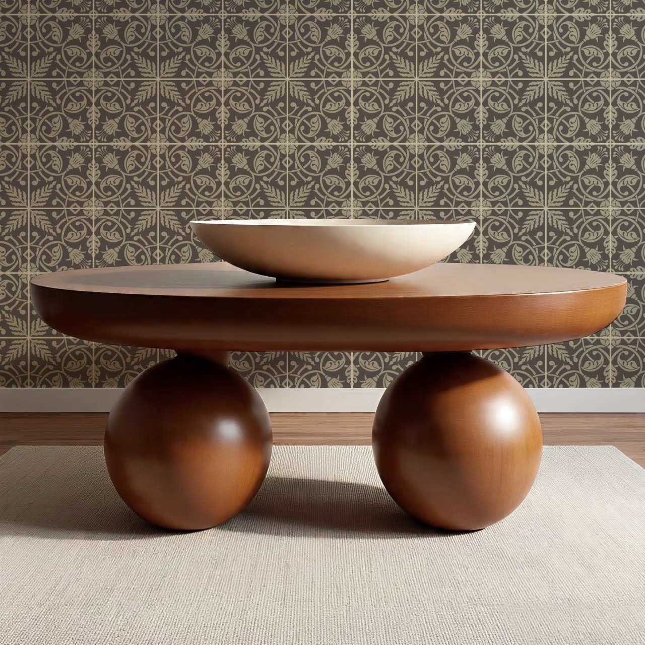 Annika Ferns & Fuchisas Tile Stone Grey Wallpaper