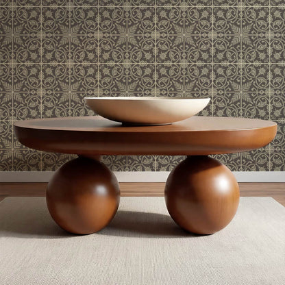 Annika Ferns & Fuchisas Tile Stone Grey Wallpaper