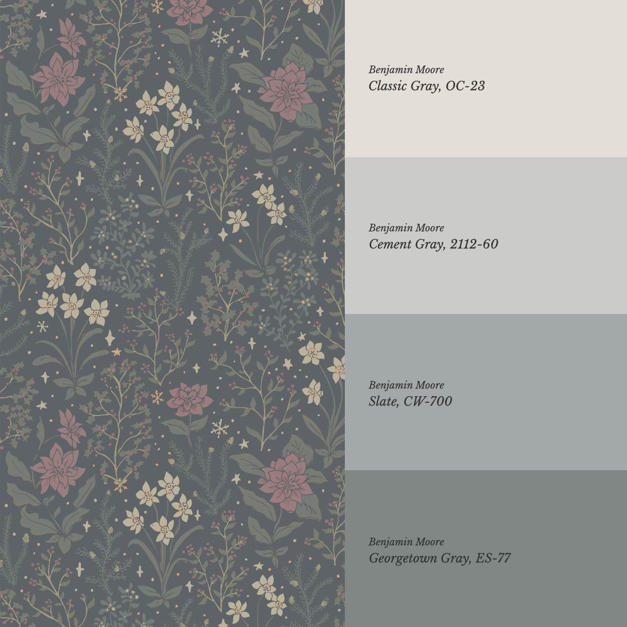 Antonella Delicate Blooms Winterberry Wallpaper