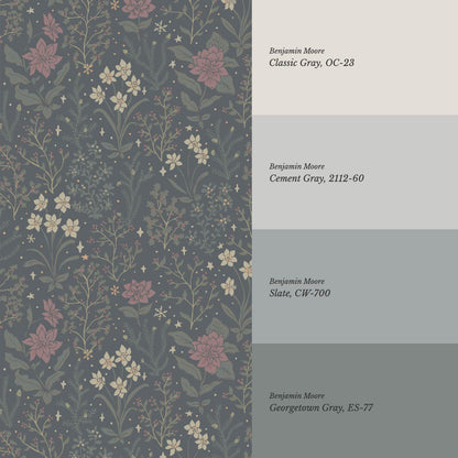 Antonella Delicate Blooms Winterberry Wallpaper