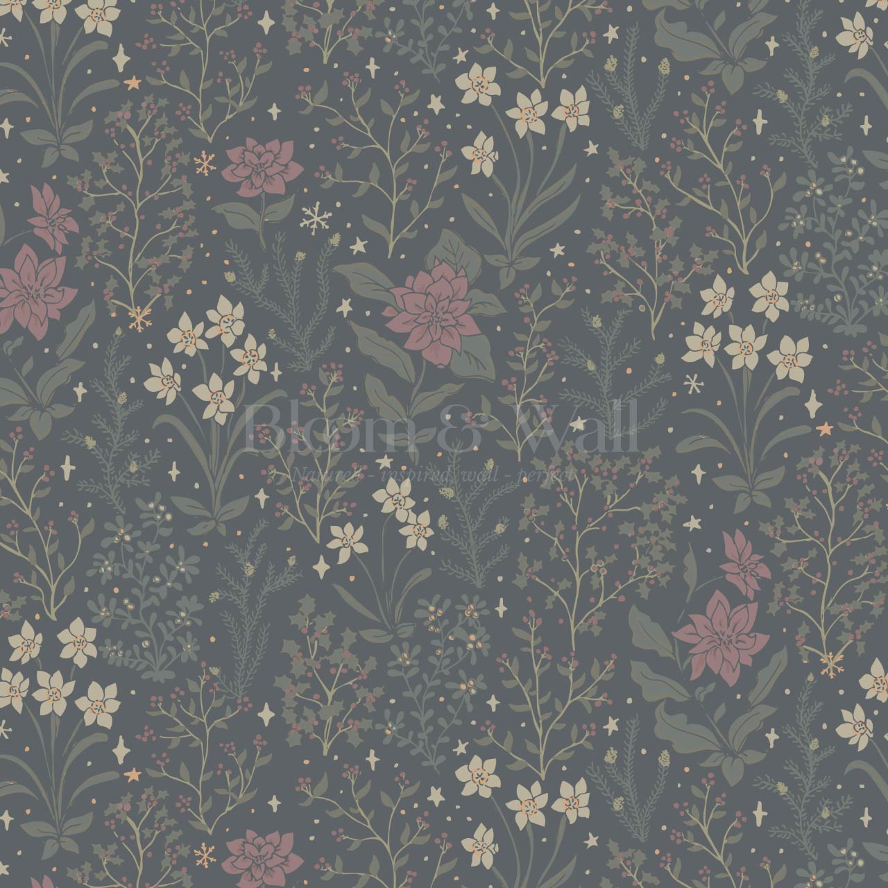 Antonella Delicate Blooms Winterberry Wallpaper