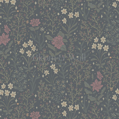 Antonella Delicate Blooms Winterberry Wallpaper