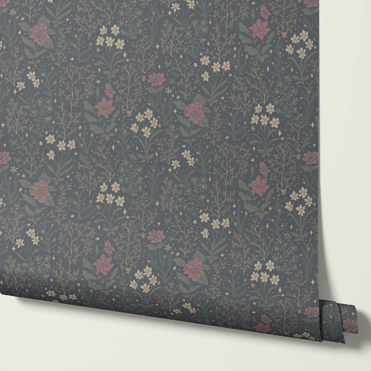 Antonella Delicate Blooms Winterberry Wallpaper