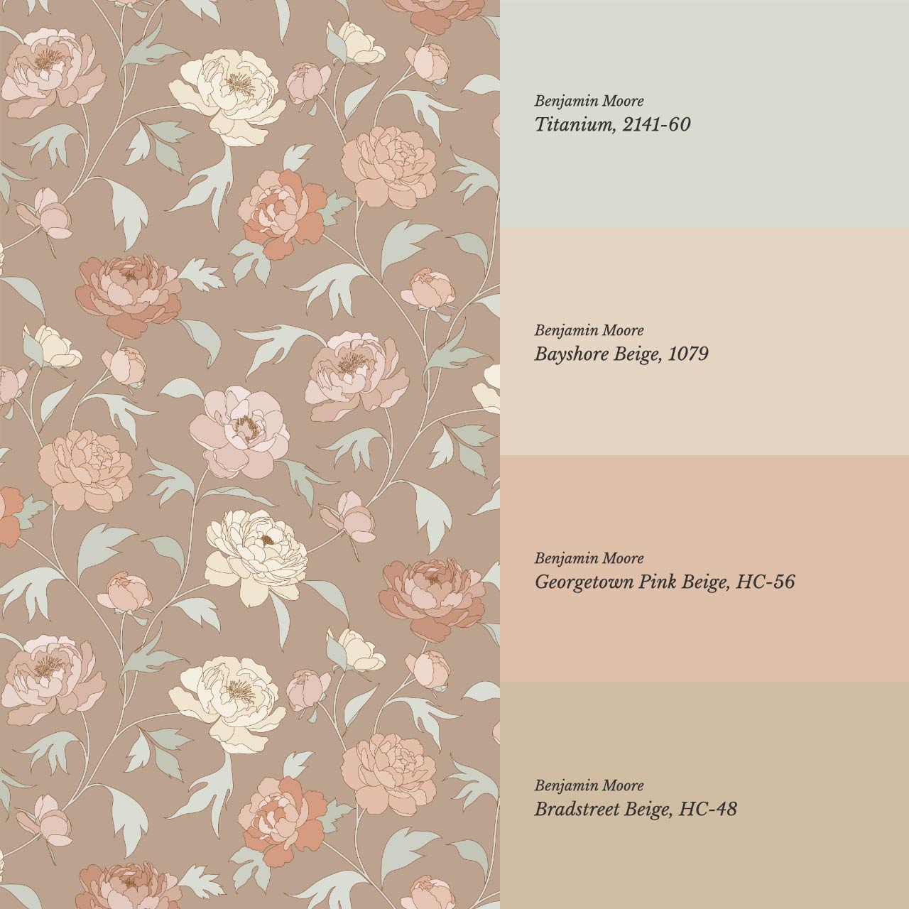 Antonia Peonies Warm Brown Wallpaper