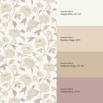 Antonia Peonies Neutral Fawn Wallpaper