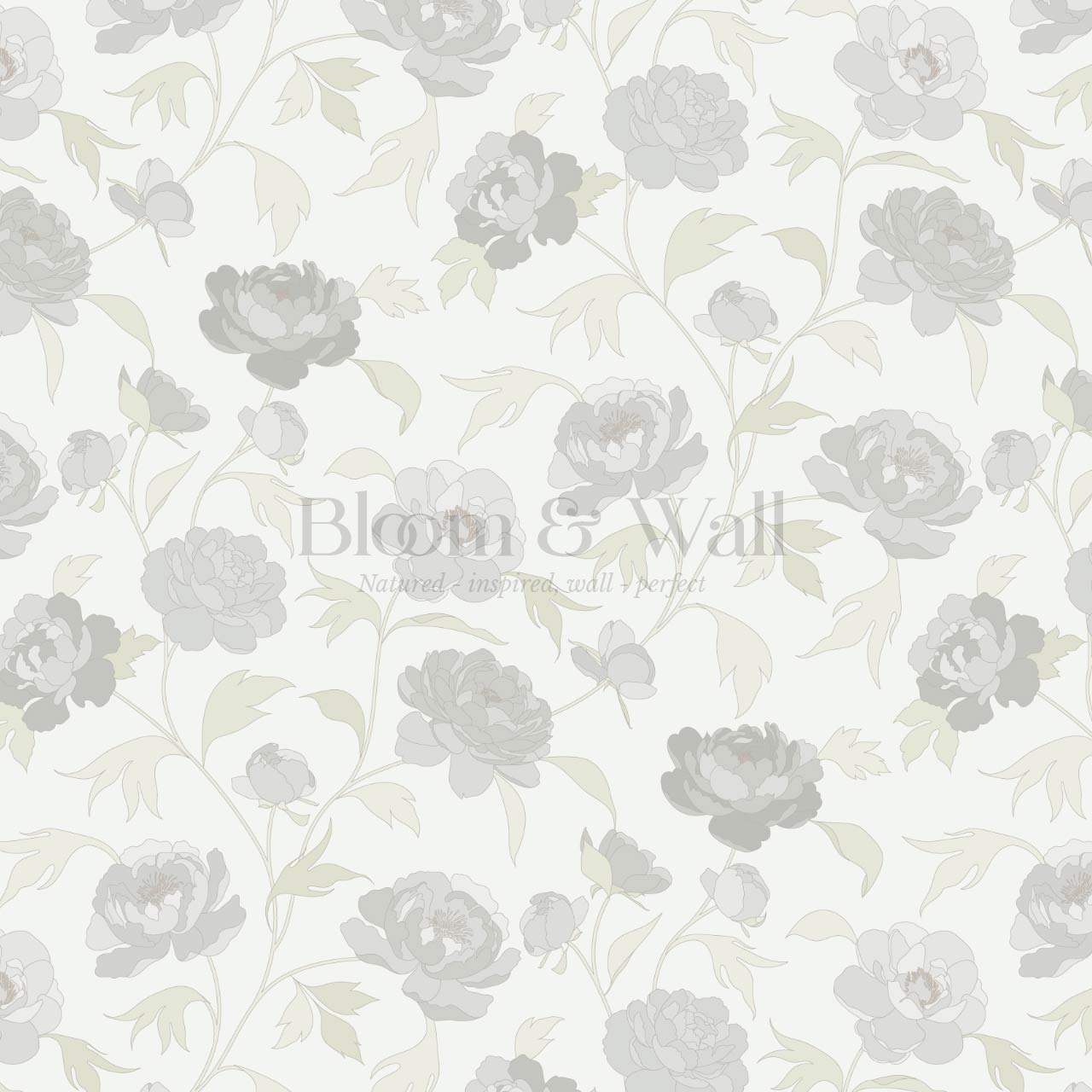 Antonia Peonies Soft Grey Wallpaper