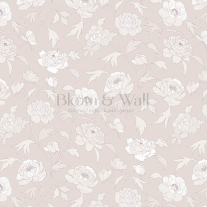Antonia Peonies Dusty Berry Wallpaper