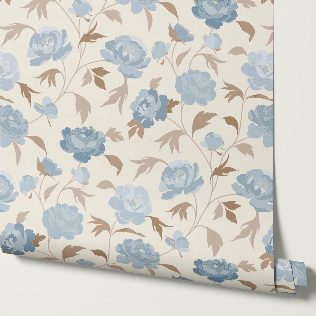 Antonia Peonies Cream Sky Wallpaper