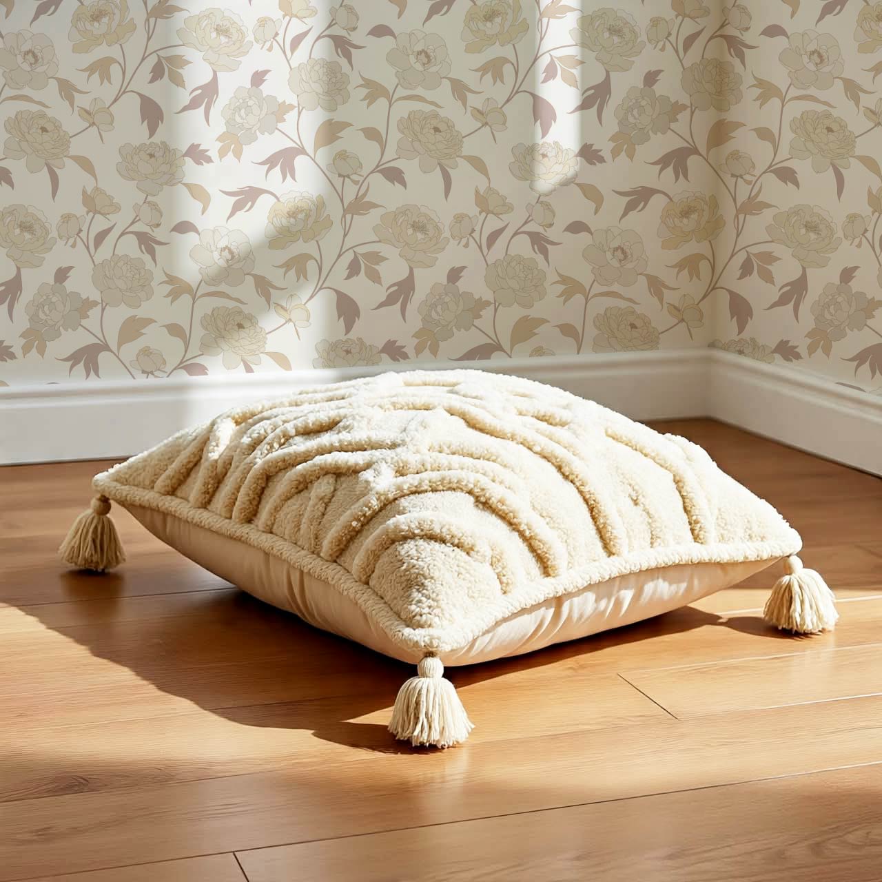 Antonia Peonies Neutral Fawn Wallpaper