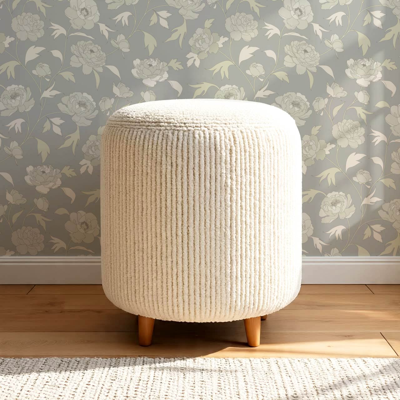 Antonia Peonies Sea Glass Grey Wallpaper