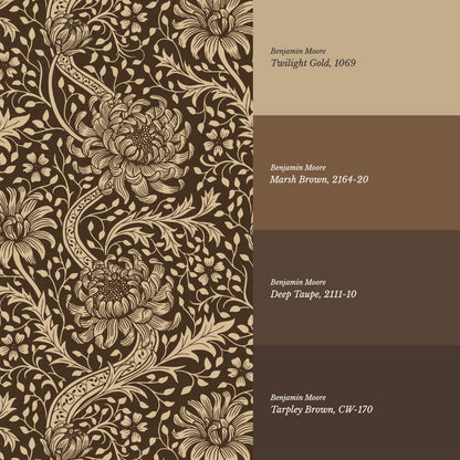 Arabella Autumn Florals Chocolate Wallpaper
