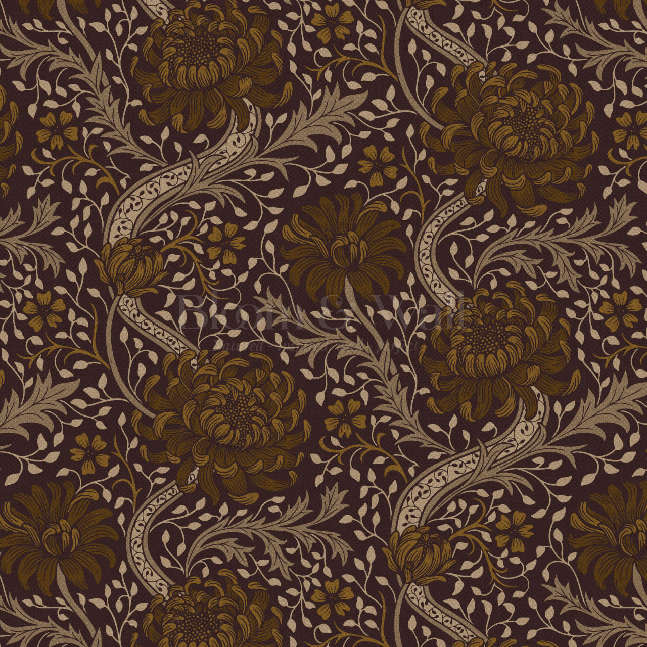 Arabella Autumn Florals Burgundy Wallpaper
