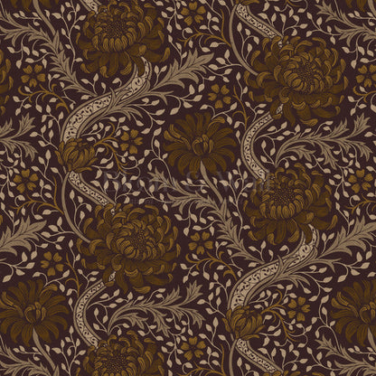 Arabella Autumn Florals Burgundy Wallpaper