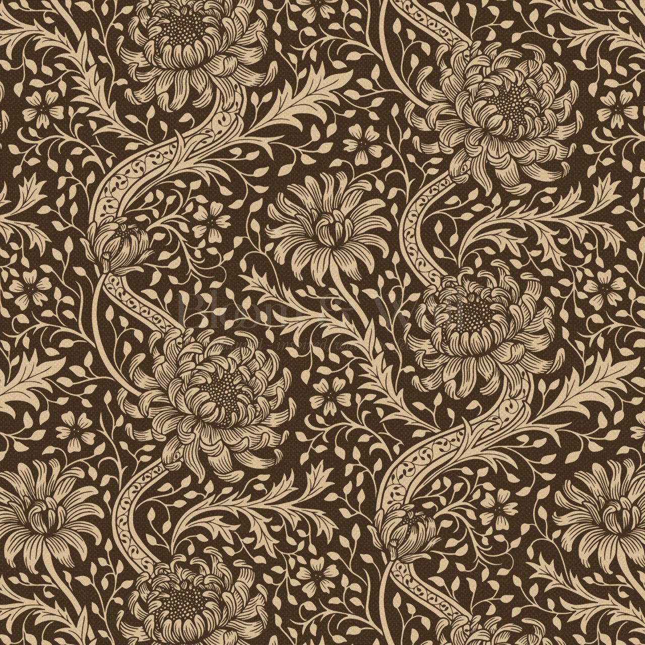 Arabella Autumn Florals Chocolate Wallpaper