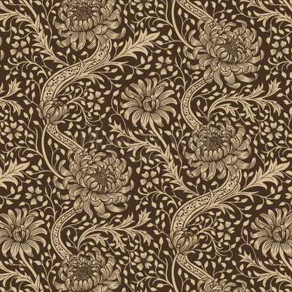 Arabella Autumn Florals Chocolate Wallpaper