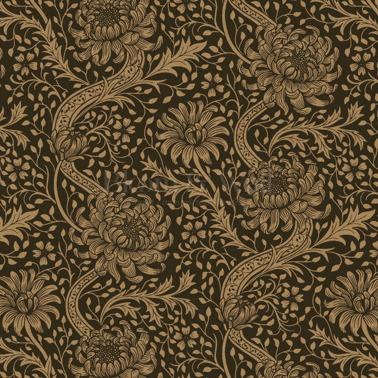 Arabella Autumn Florals Ochre Wallpaper