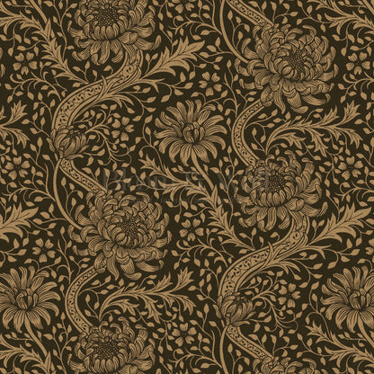 Arabella Autumn Florals Ochre Wallpaper