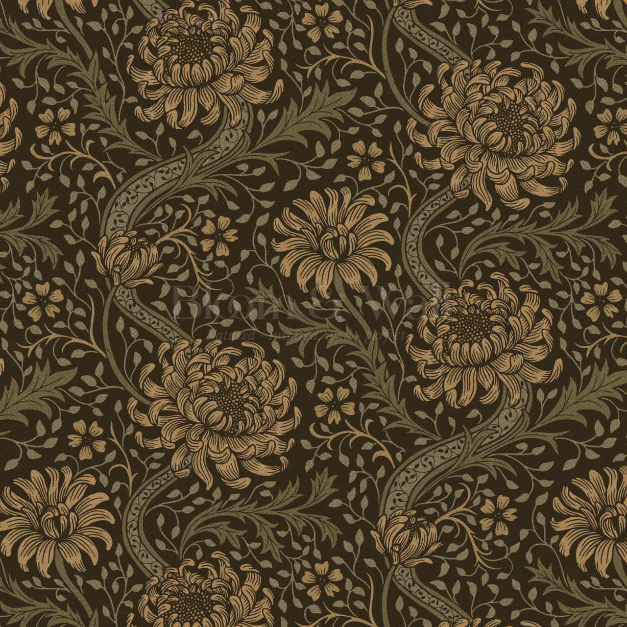 Arabella Autumn Florals Forest Olive Wallpaper