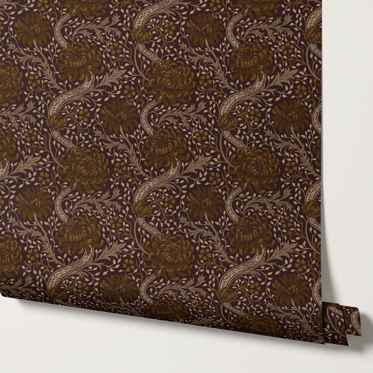 Arabella Autumn Florals Burgundy Wallpaper