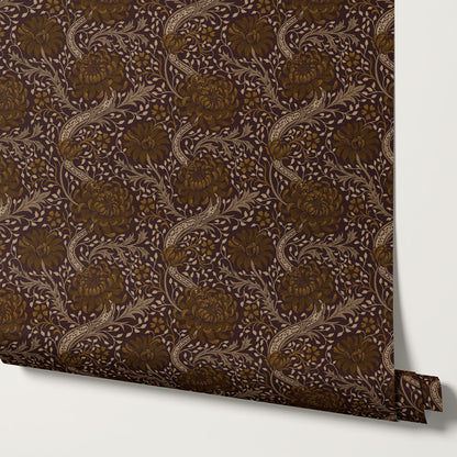 Arabella Autumn Florals Burgundy Wallpaper