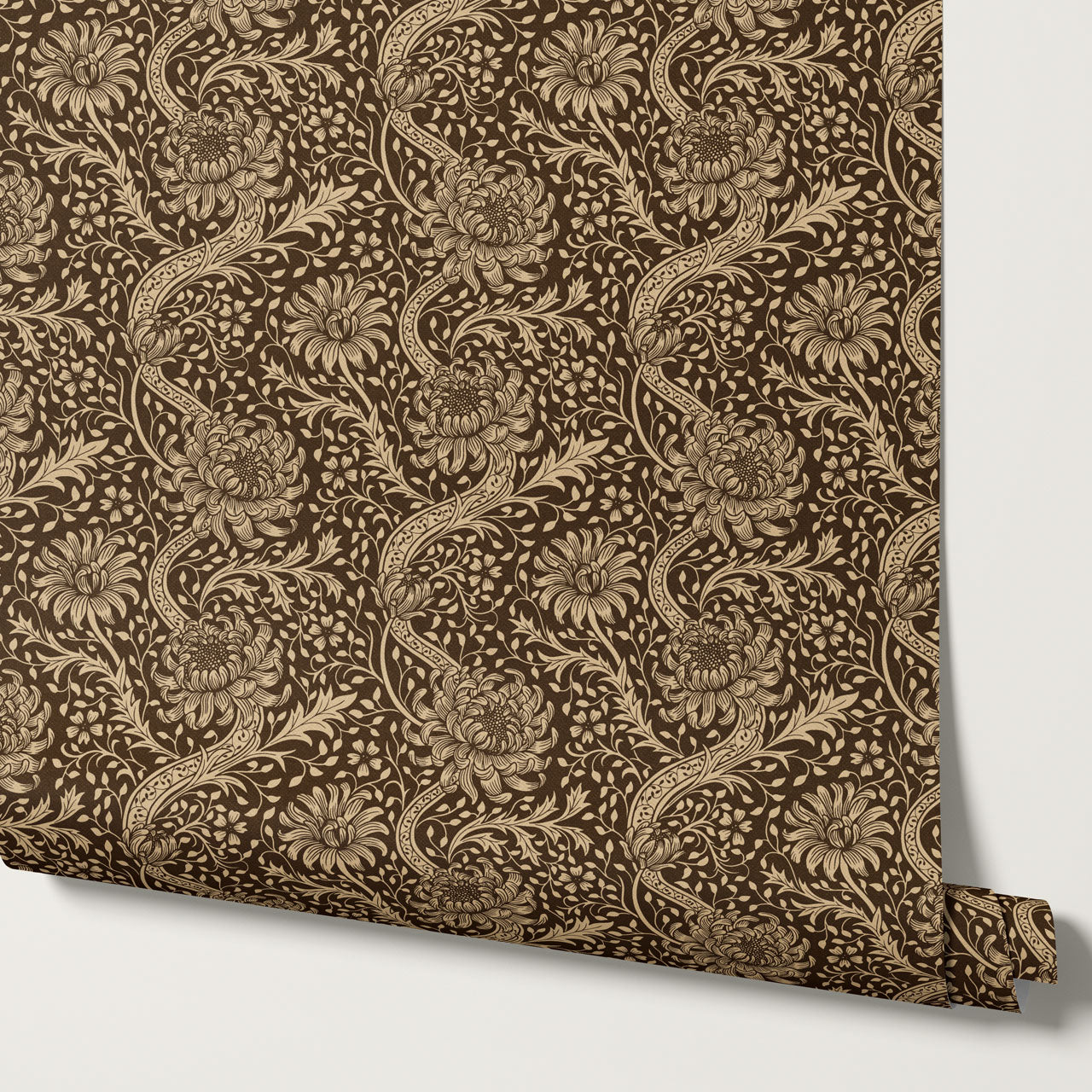 Arabella Autumn Florals Chocolate Wallpaper