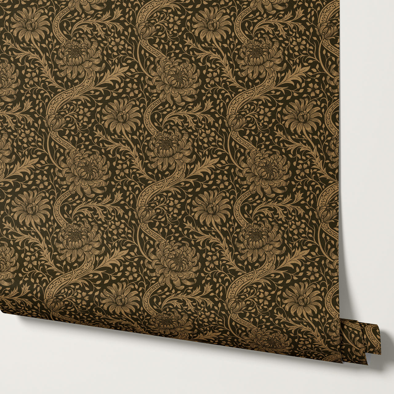Arabella Autumn Florals Ochre Wallpaper
