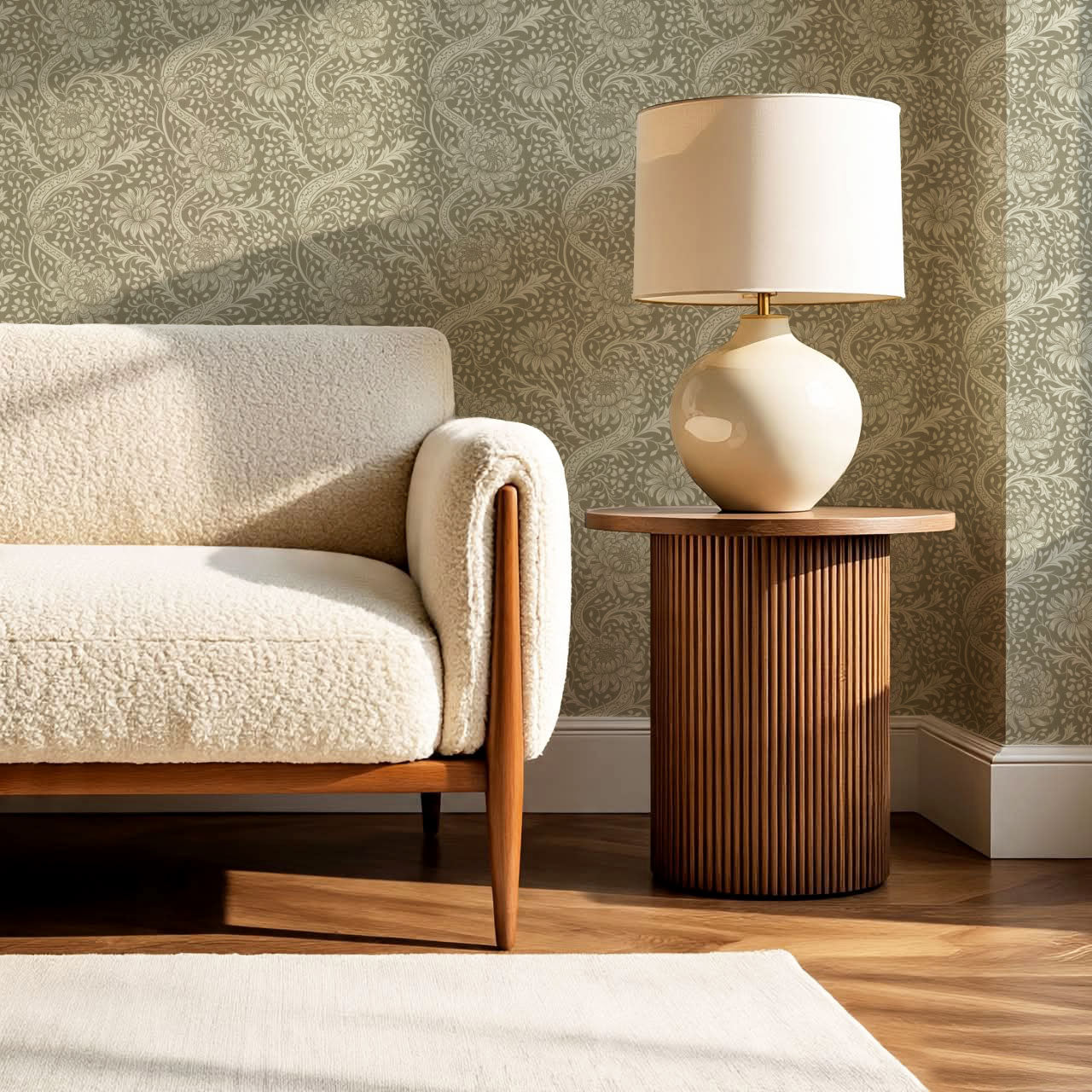 Arabella Autumn Florals Neutral Wallpaper