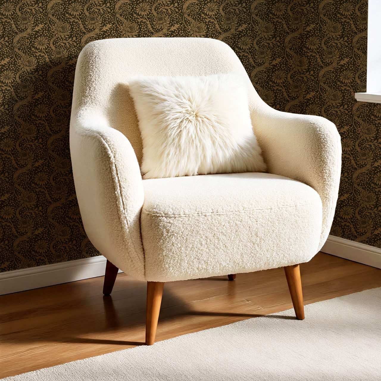 Arabella Autumn Florals Ochre Wallpaper