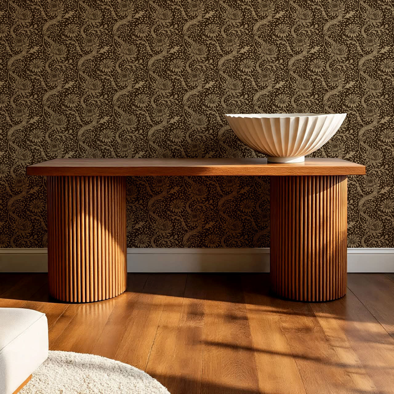 Arabella Autumn Florals Chocolate Wallpaper