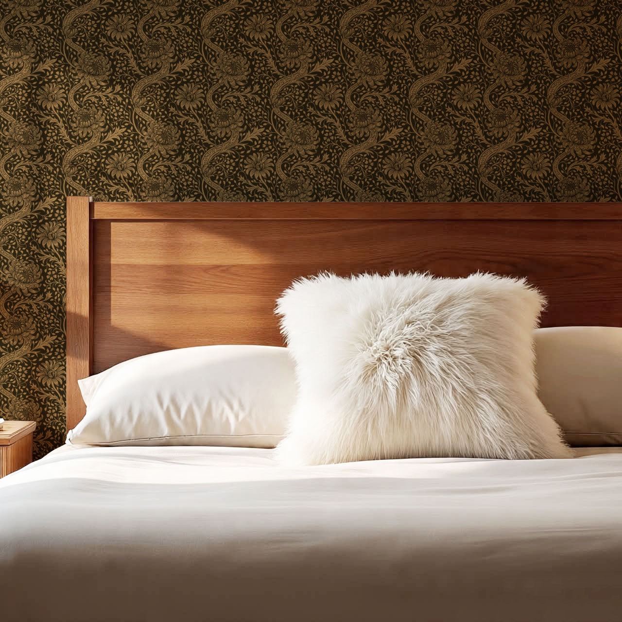 Arabella Autumn Florals Ochre Wallpaper