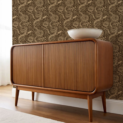 Arabella Autumn Florals Chocolate Wallpaper